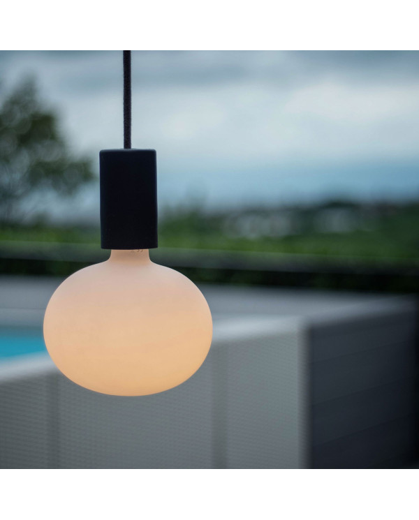 EIVA ELEGANT Lampada a sospensione da esterno con 5 m cavo tessile, decentatore, rosone e portalampada IP65 waterproof