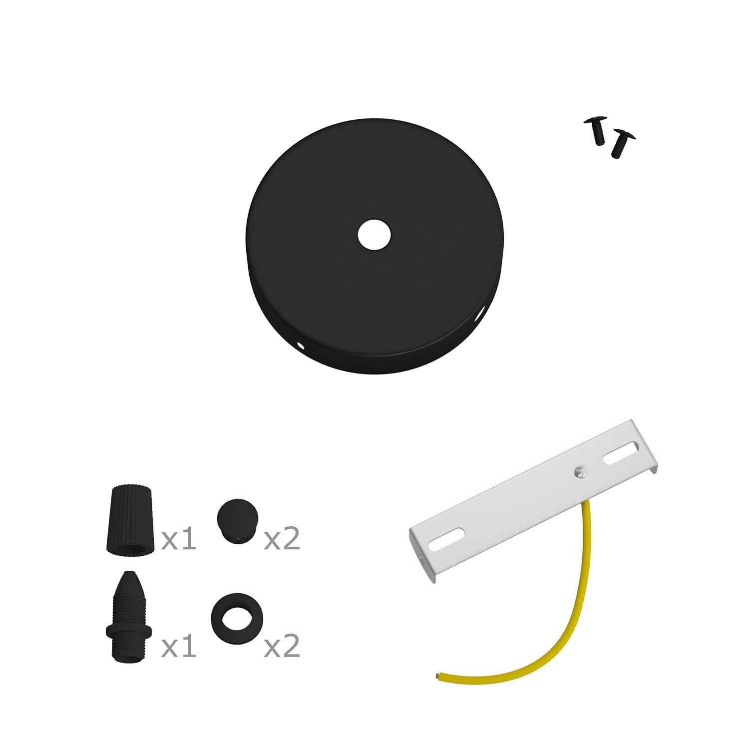 Kit Mini rosone cilindrico in metallo a 1 foro centrale e 2 laterali