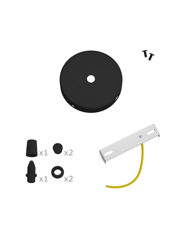 Kit Mini rosone cilindrico in metallo a 1 foro centrale e 2 laterali