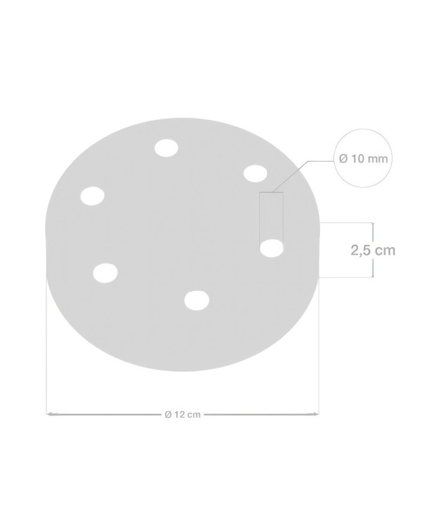 Kit rosone cilindrico in metallo a 6 fori