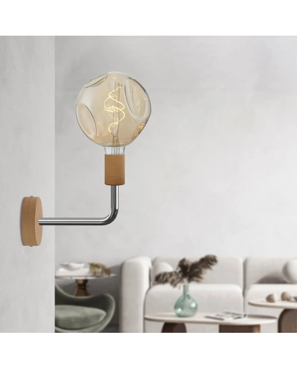 Lampada Fermaluce Elle in legno con lampadina Bumped