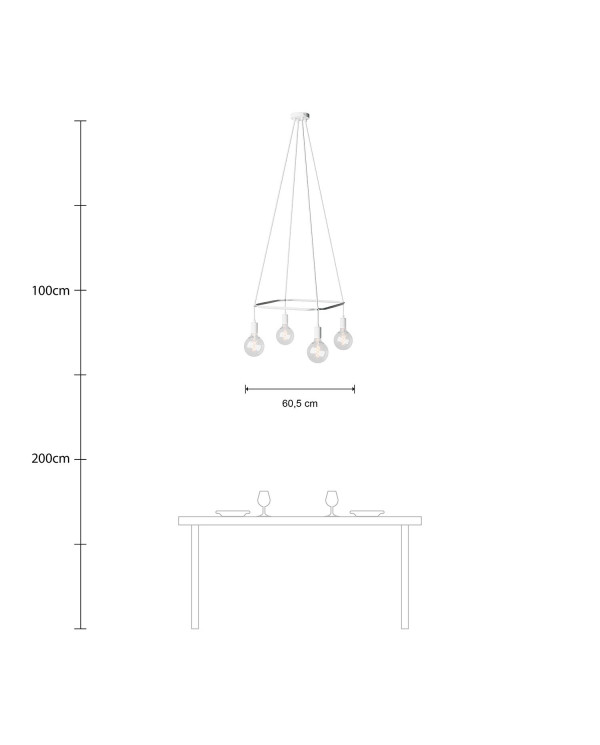 Lampadario Cage a 4 cadute Globo