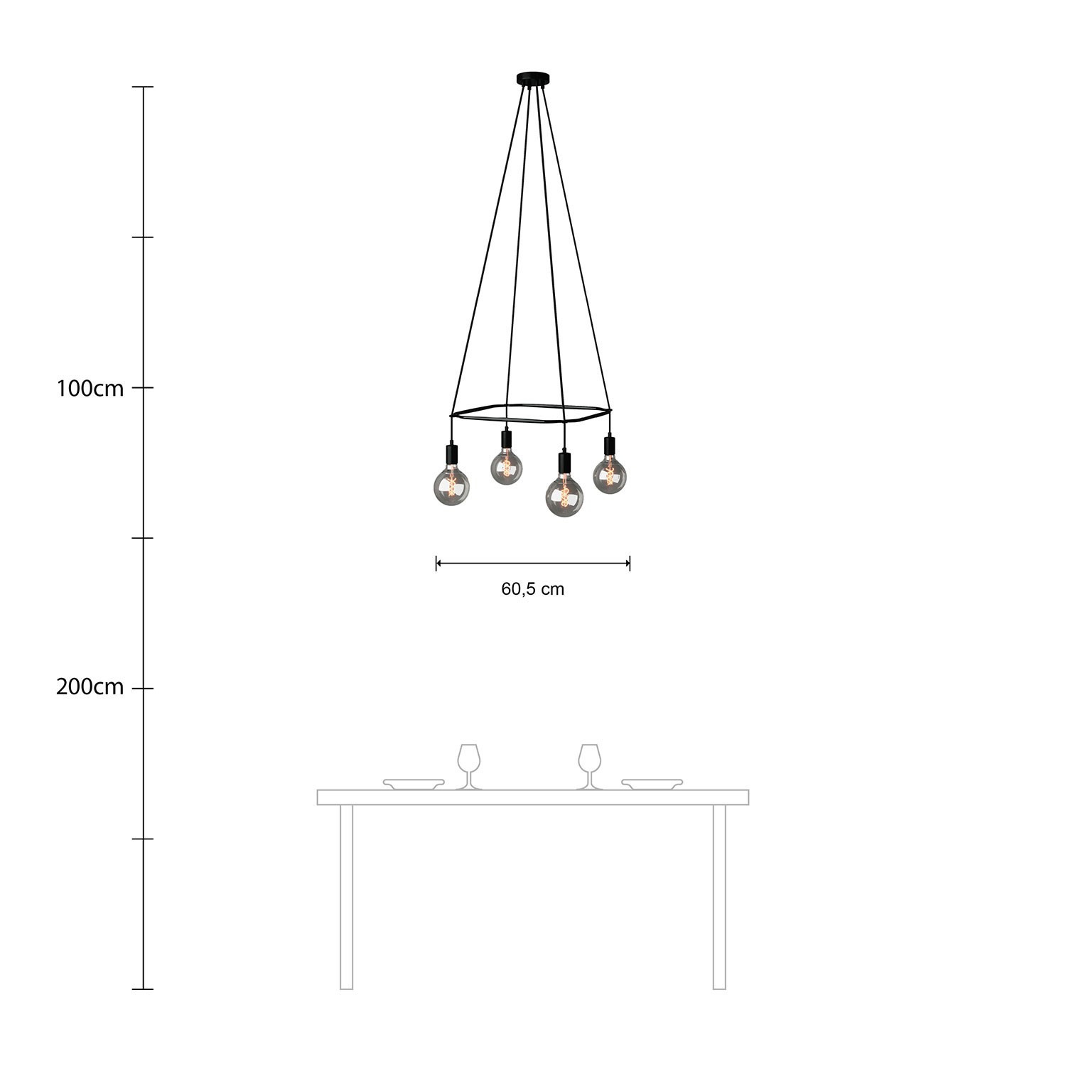 Lampadario Cage a 4 cadute Globo