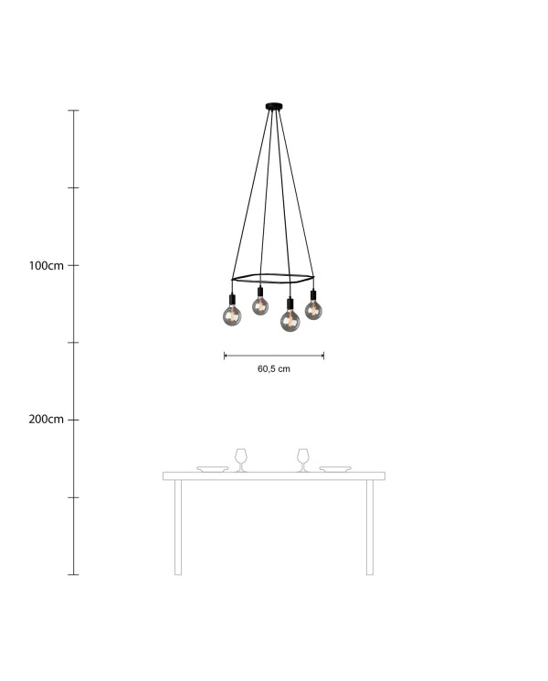 Lampadario Cage a 4 cadute Globo