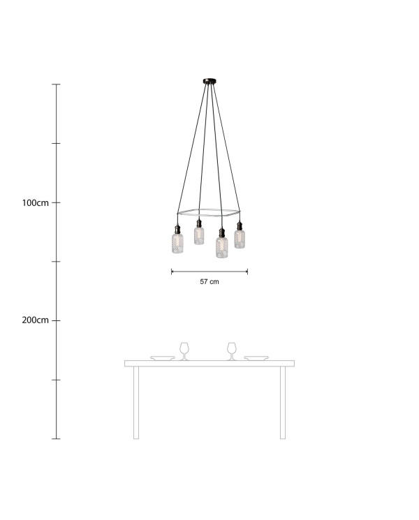 Lampadario Cage a 4 cadute Crystal