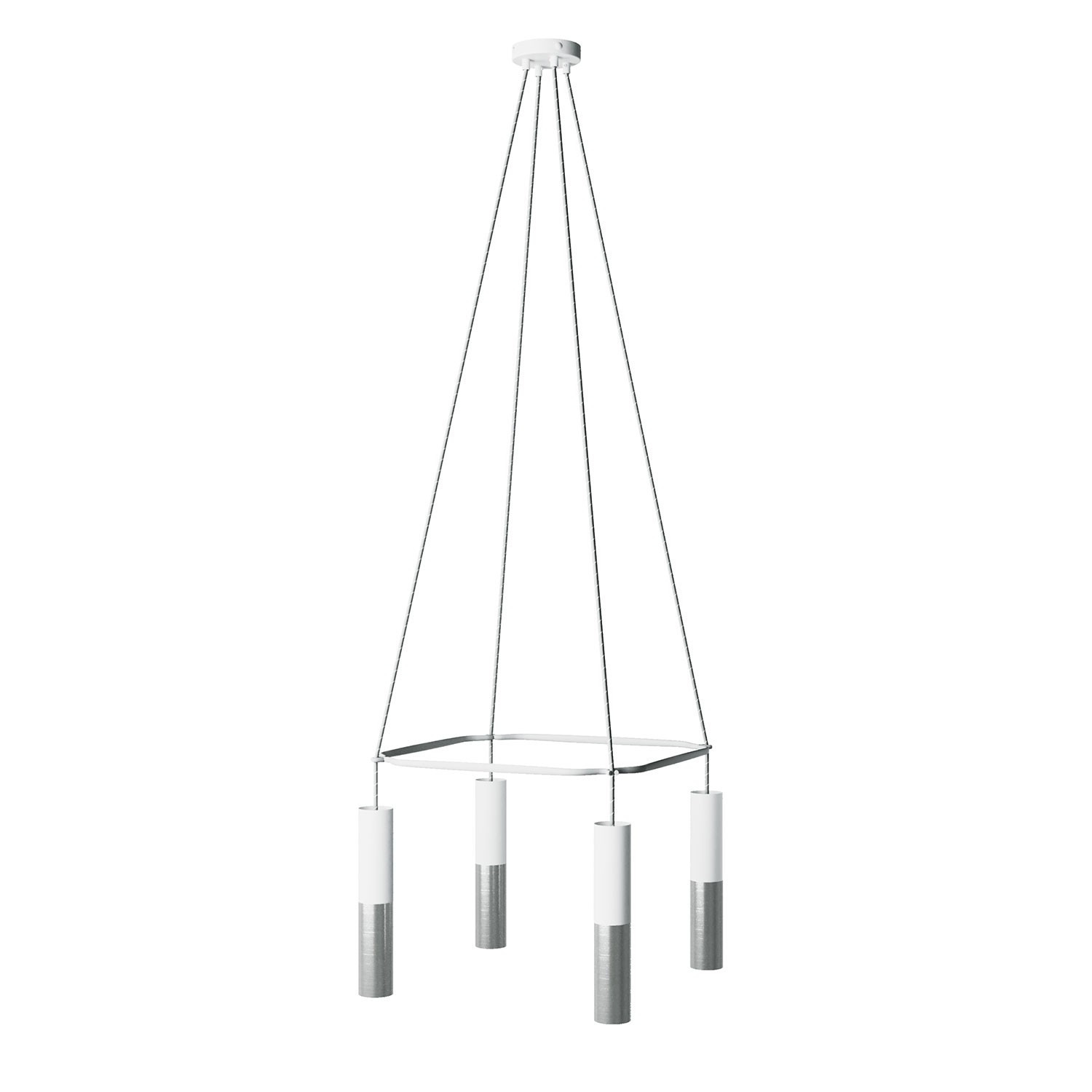 Lampadario Cage con doppio Tub-E14 a 4 cadute