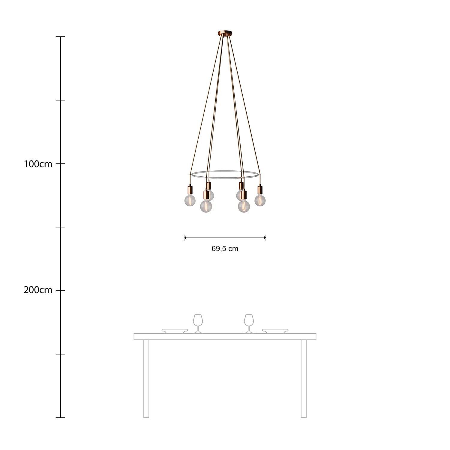 Lampadario Cage a 6 cadute Globo