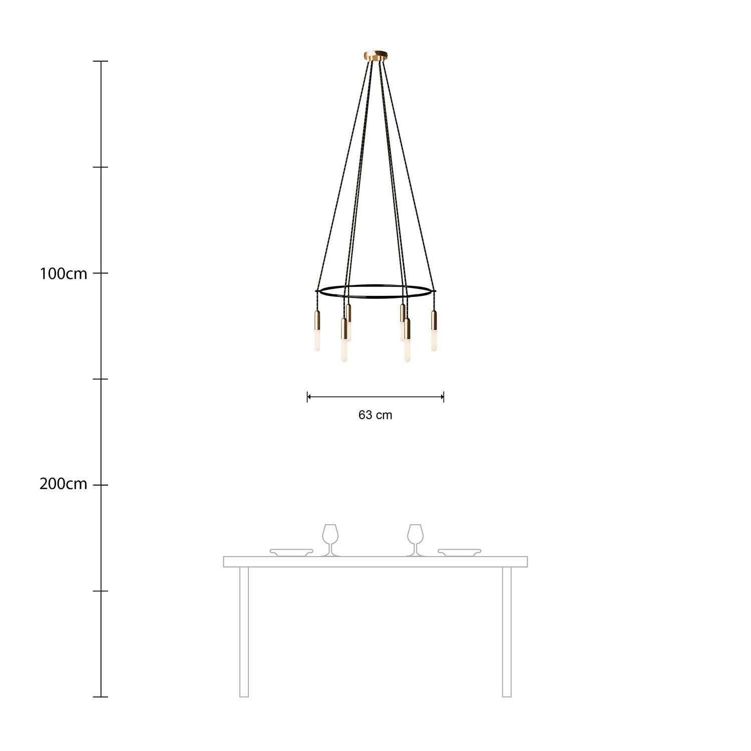 Lampadario a 6 cadute Cage con P-Light