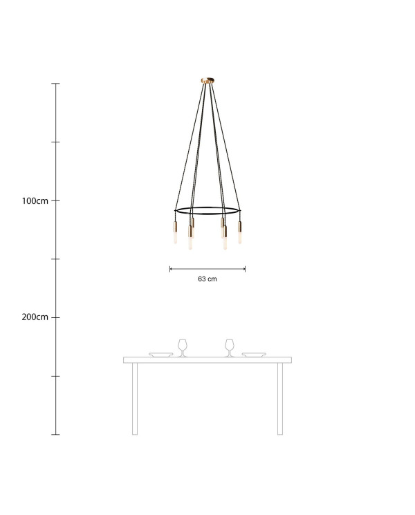 Lampadario a 6 cadute Cage con P-Light