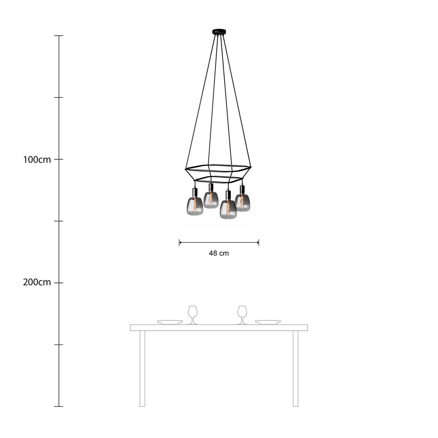 Lampadario 2 Cage a 4 cadute Bona Pastel