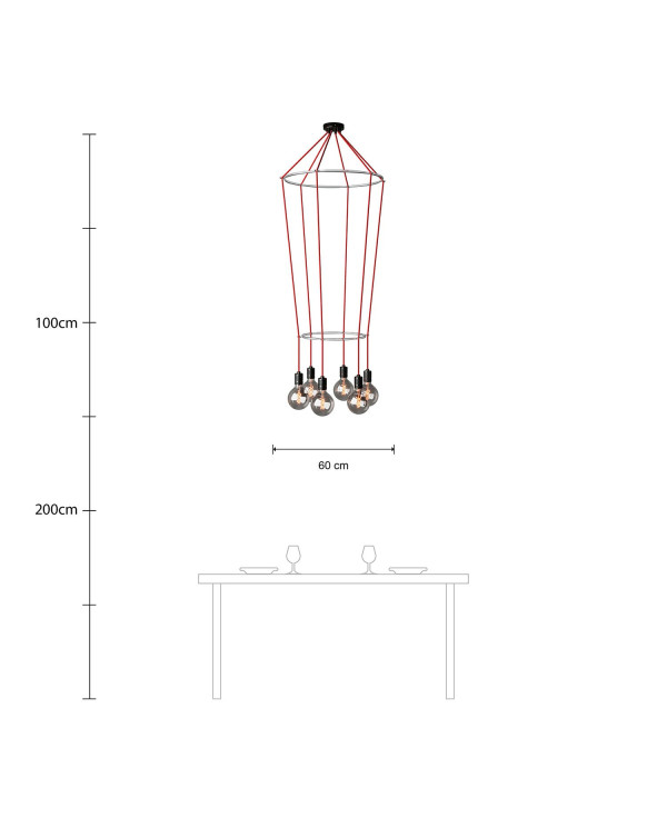 Lampadario 2 Cage a 6 cadute Globo