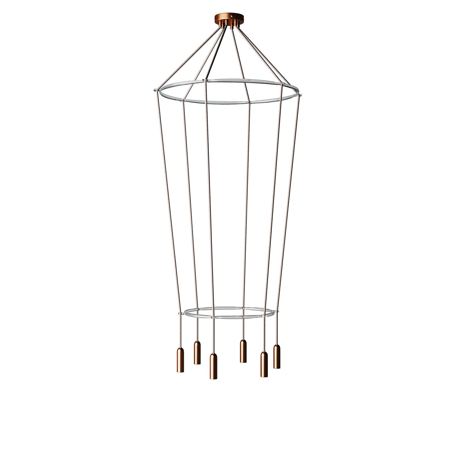 Lampadario doppio Cage a 6 cadute con P-Light