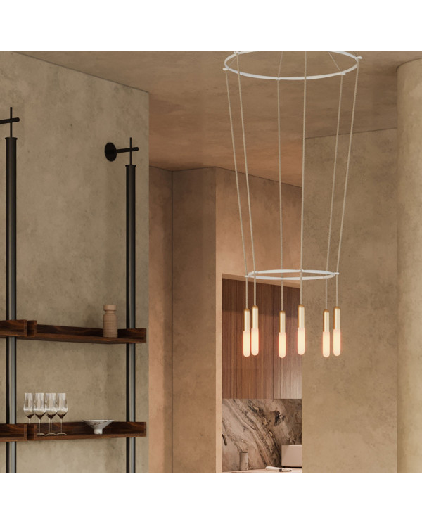 Lampadario doppio Cage a 6 cadute con P-Light