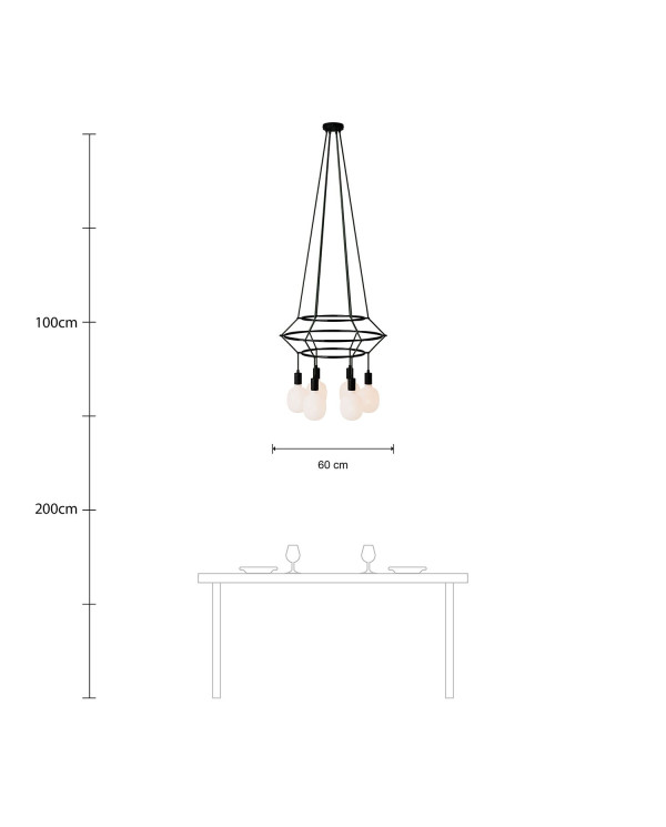 Lampadario 3 Cage a 4 cadute Rodi