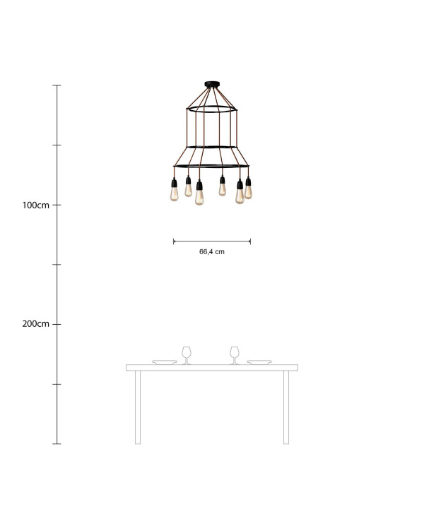 Lampadario 3 Cage a 6 cadute Edison ST64