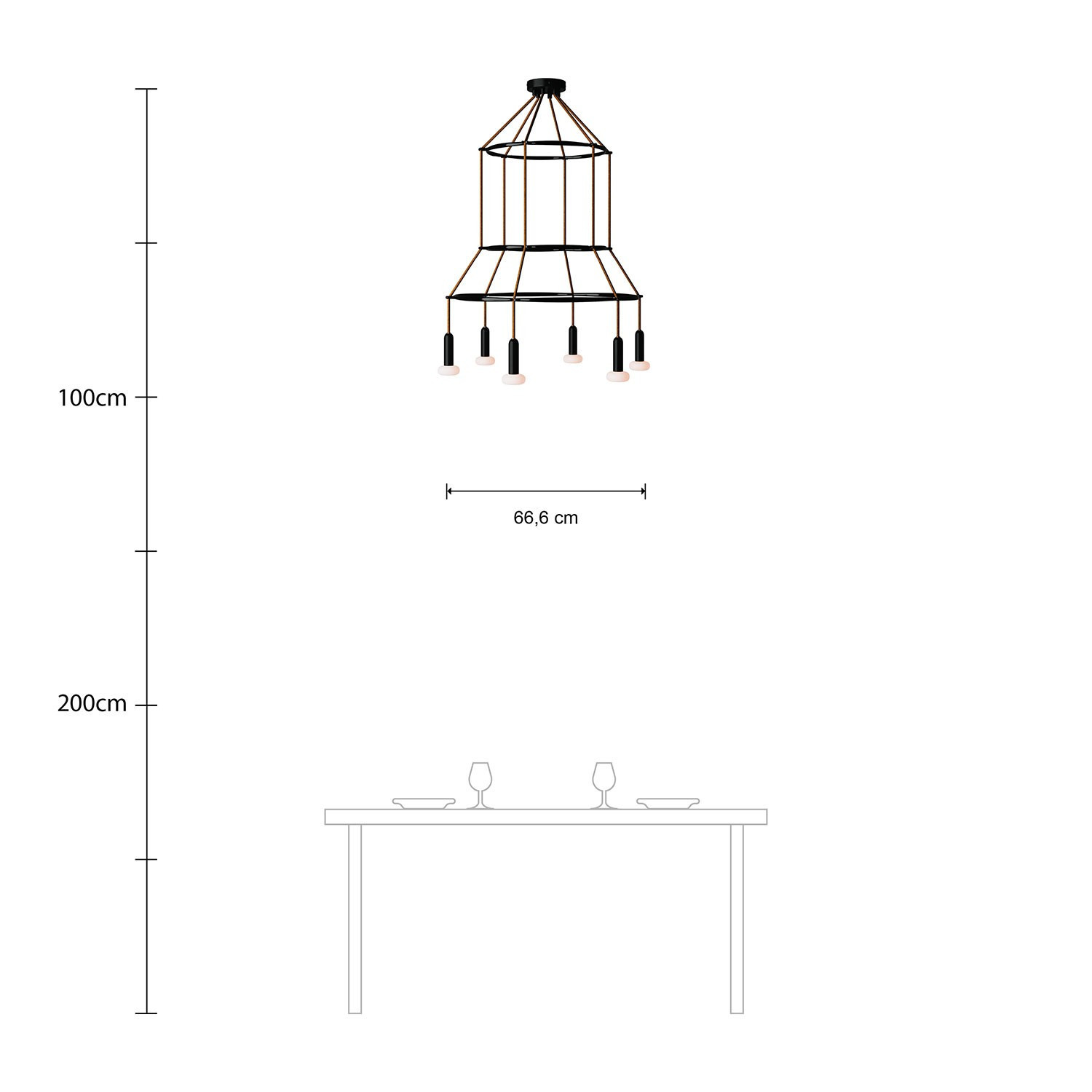 Lampadario 3 Cage a 6 cadute P-Light Dash