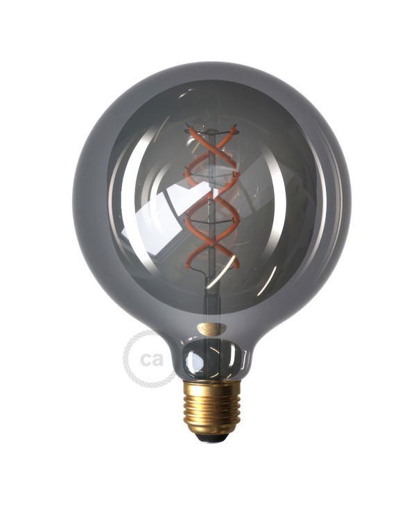 Lampadina LED Smoky Globo G125 filamento Curvo a Spirale 5W 120Lm E27 1800K Dimmerabile