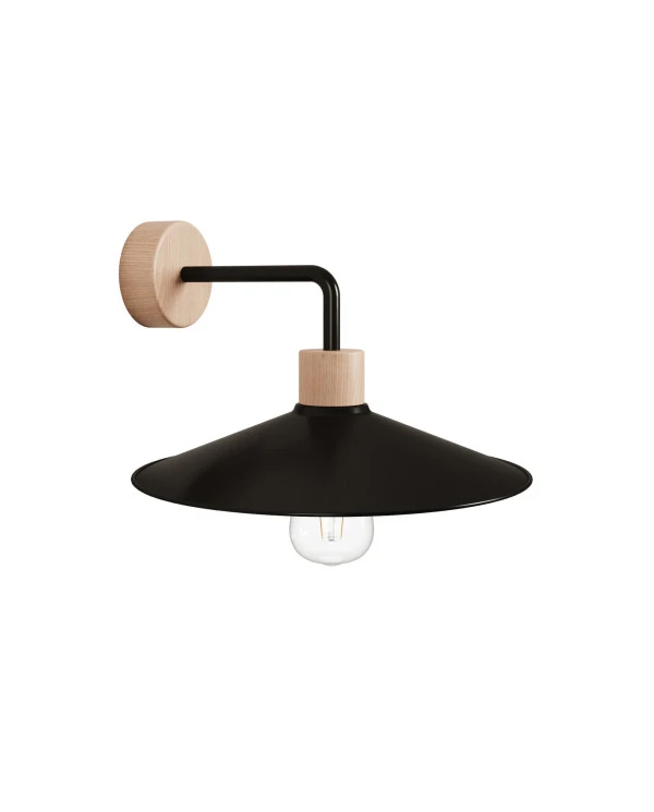 Lampada a muro in legno con paralume Swing ed estensione curva - Fermaluce Wood