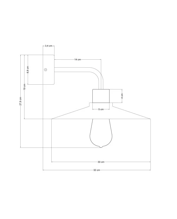 Lampada a muro in legno con paralume Swing ed estensione curva - Fermaluce Wood