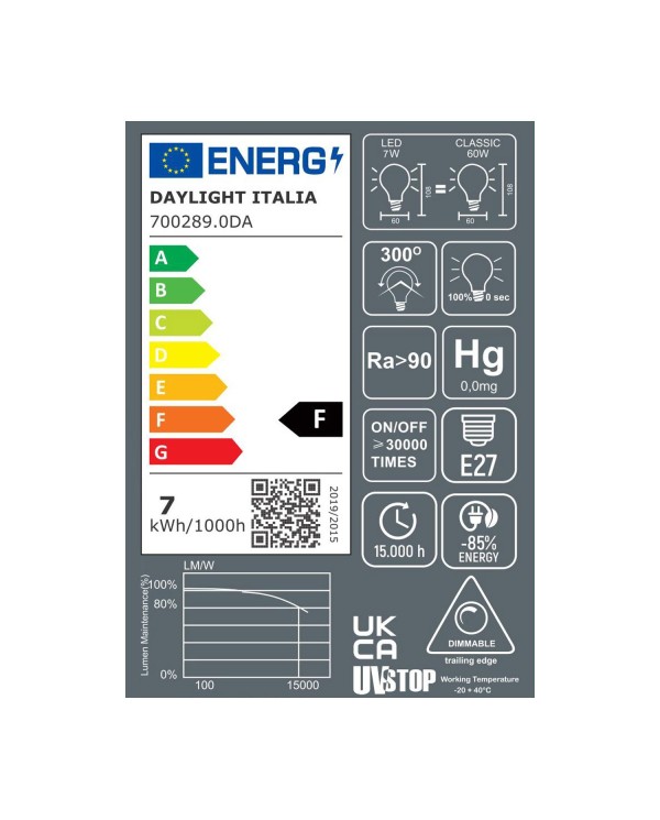 Lampadina LED Mezza Sfera Oro Goccia A60 7W 660Lm E27 2700K Dimmerabile