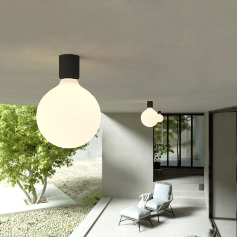 Applique con lampadina a bulbo effetto porcellana - Waterproof IP44