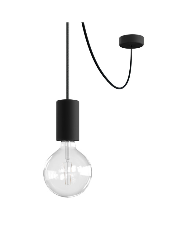 EIVA ELEGANT Lampada a sospensione da esterno con 5 m cavo tessile, decentatore, rosone e portalampada IP65 waterproof