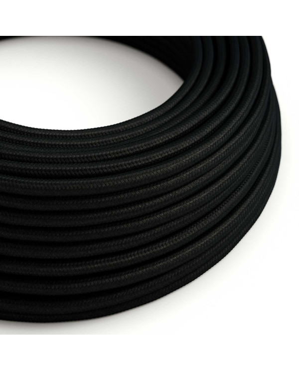 Cavo elettrico Ultra Soft in silicone rivestito in tessuto Nero Carbone lucido - RM04 rotondo 2x0,75 mm