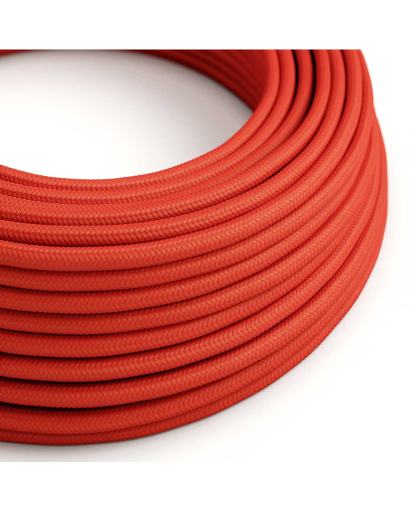 Cavo elettrico Ultra Soft in silicone rivestito in tessuto Rosso Fuoco lucido - RM09 rotondo 2x0,75 mm