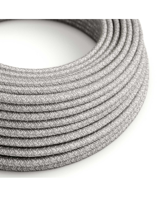 Cavo elettrico Ultra Soft in silicone rivestito in lino Grigio Melange - RN02 rotondo 2x0,75 mm