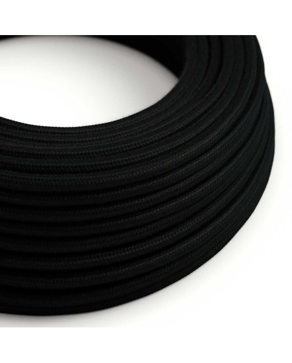 Cavo elettrico Ultra Soft in silicone rivestito in cotone Nero Carbone - RC04 rotondo 2x0,75 mm