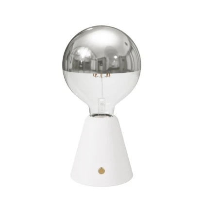 Lampada ricaricabile senza fili Cabless01 e lampadina G125 mezza sfera argento - Bianco