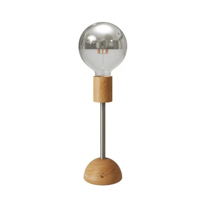 Lampada portatile e ricaricabile Cabless02 con lampadina globo mezza sfera argento - Neutro