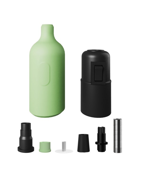 Kit portalampada E27 in silicone con interruttore e serracavo nascosti