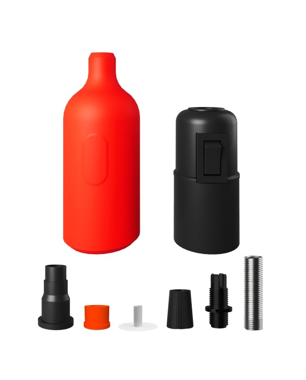 Kit portalampada E27 in silicone con interruttore e serracavo nascosti