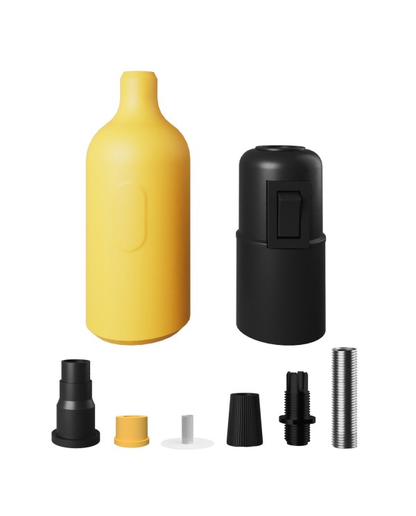 Kit portalampada E27 in silicone con interruttore e serracavo nascosti