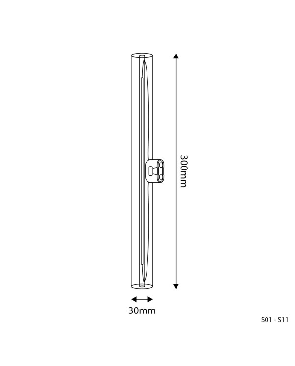 Lampadina LED a Effetto Porcellana CRI 90 Lineare S14d - lunghezza 300 mm 6W 470Lm 2700K Dimmerabile - S11