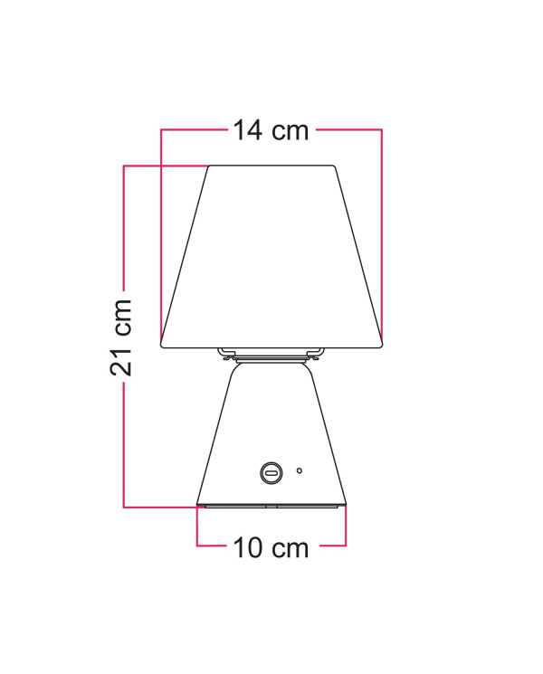 Lampada portatile ricaricabile Cabless11 con lampadina a goccia e paralume