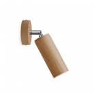 Fermaluce Wood con faretto orientabile in legno e paralume Tub-E14