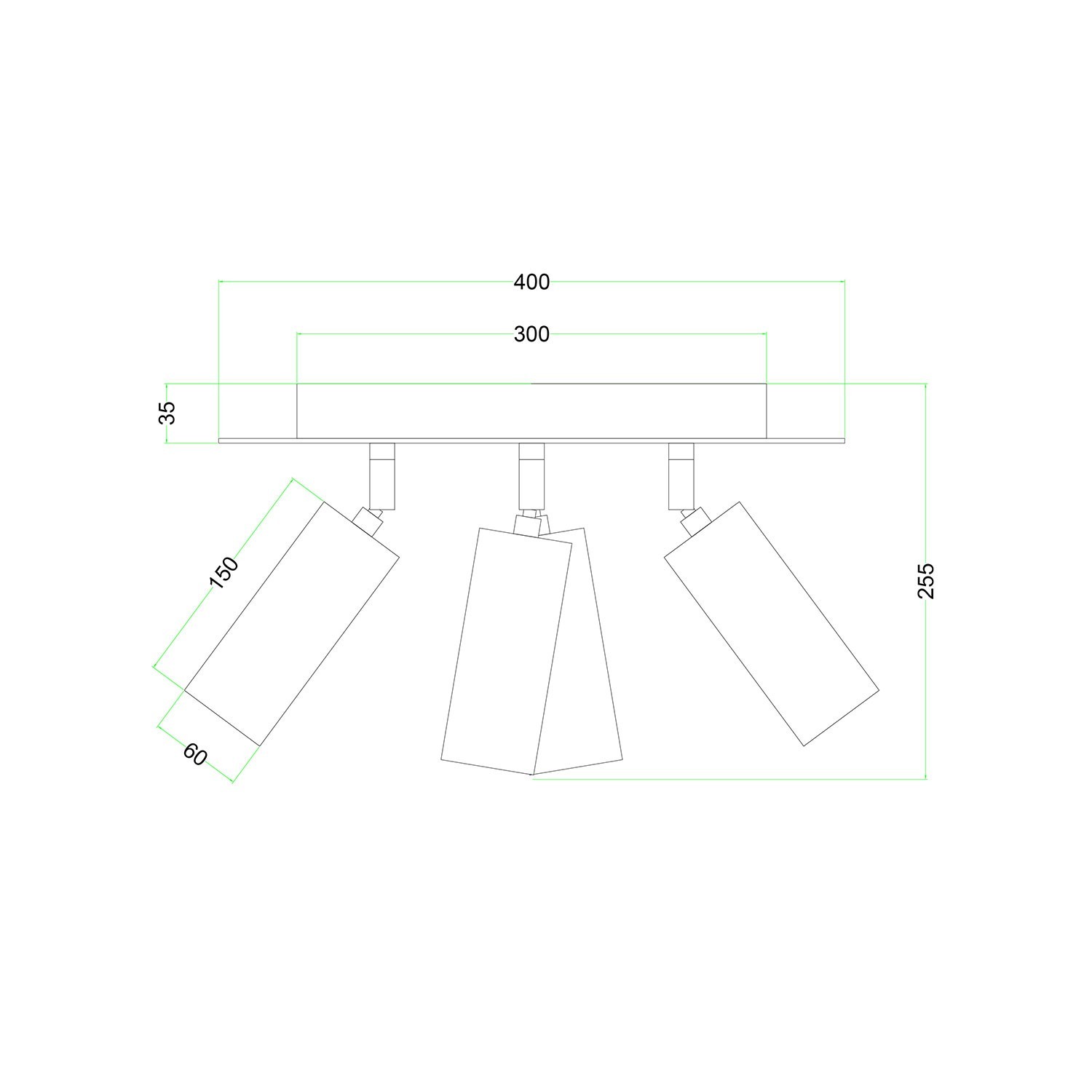 Lampada a 4 faretti con paralume Tub-E14 e Rose-One XXL rotondo