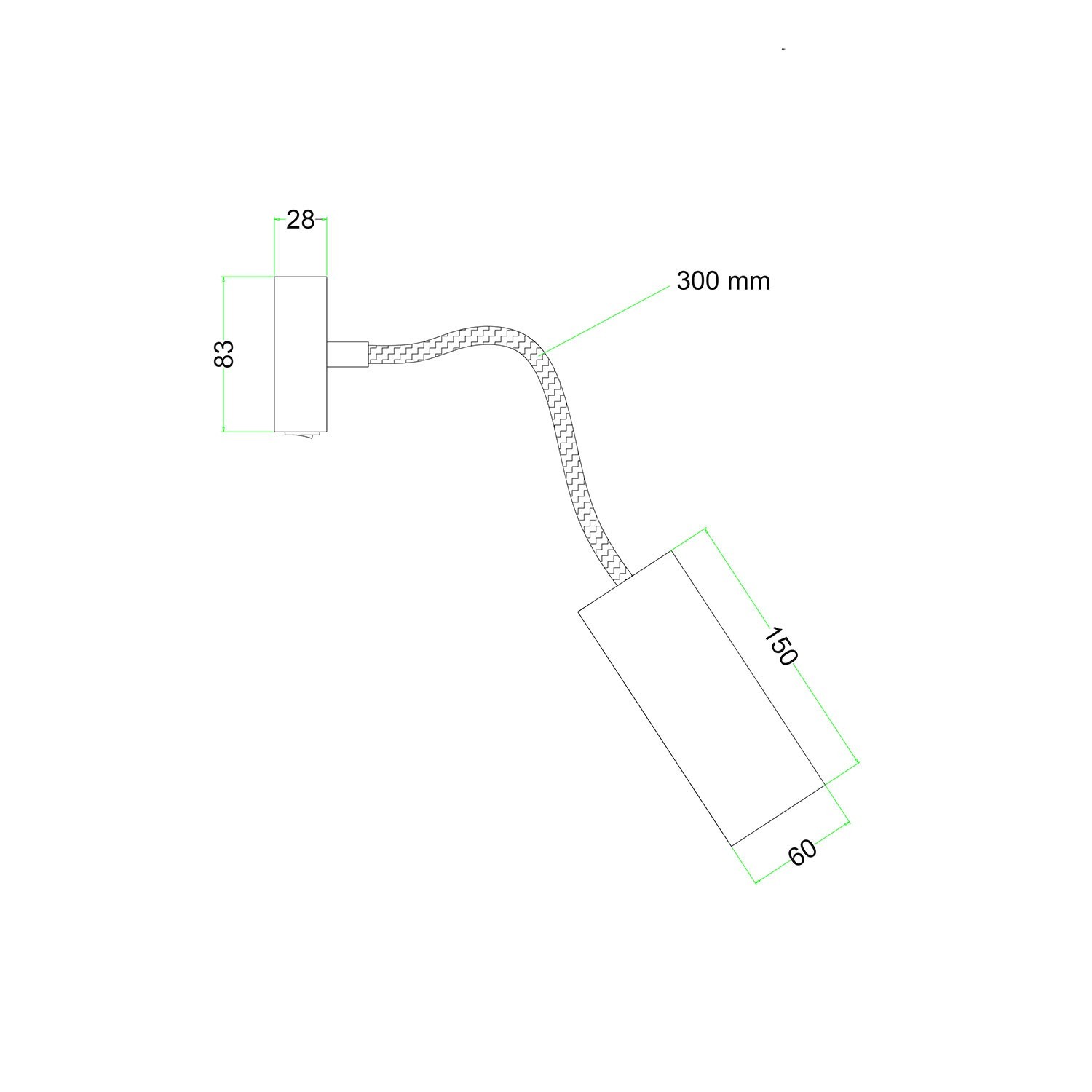 Lampada Fermaluce Flex 30 con mini rosone con interruttore e faretto con paralume Tub-E14