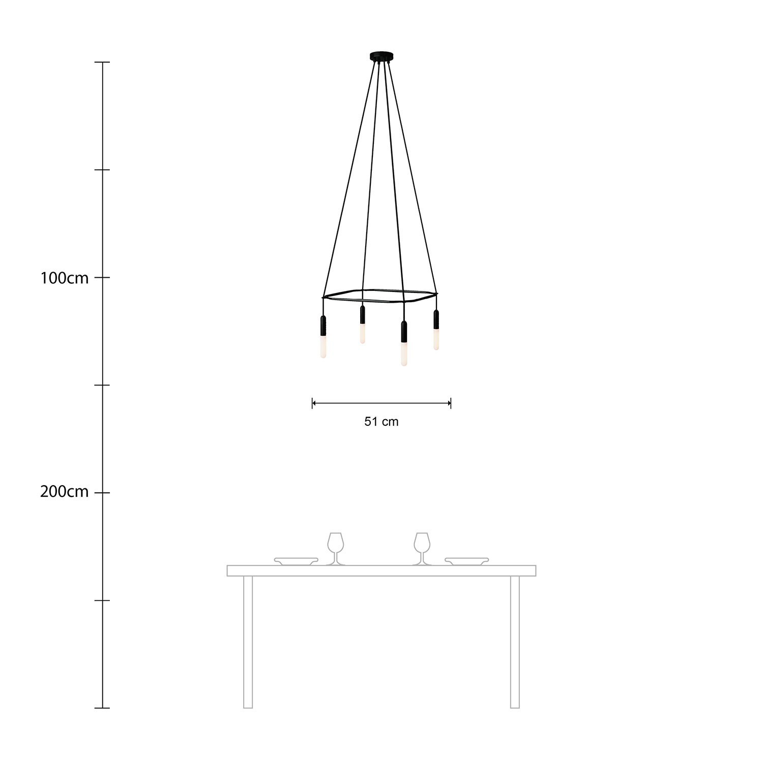 Lampadario Cage a 4 cadute P-Light