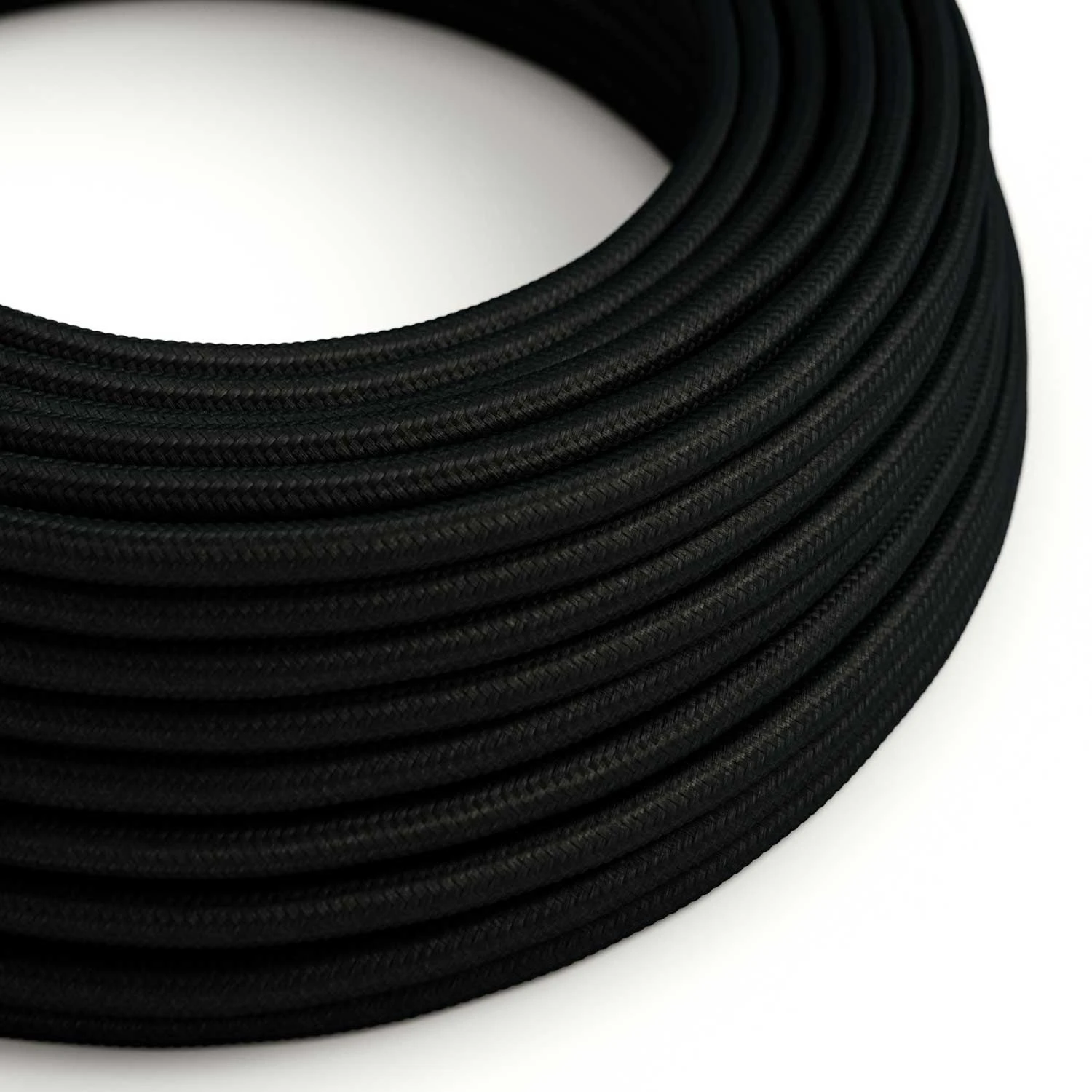 Cavo tessile Nero Carbone lucido - L'Originale Creative-Cables - RM04 rotondo 2x0,75mm / 3x0,75mm