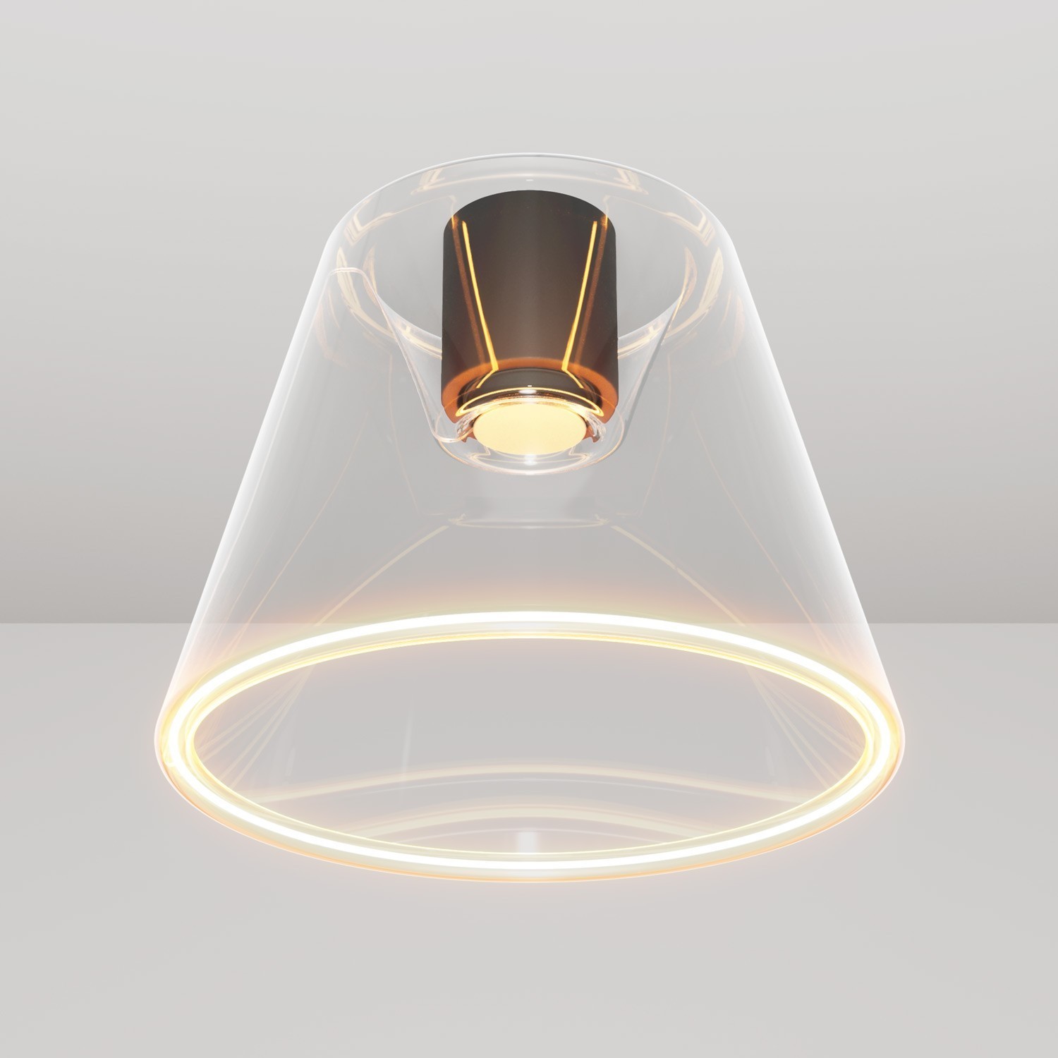 Plafoniera design con lampadina Ghost a cono trasparente