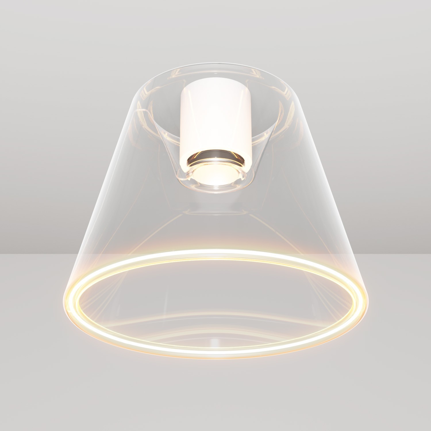 Plafoniera design con lampadina Ghost a cono trasparente