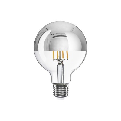 Lampadina LED Mezza Sfera Argento Globo G95 7W 650Lm E27 2700K Dimmerabile - A04