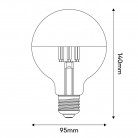 Lampadina LED Mezza Sfera Rame Globo G95 7W 650Lm E27 2700K Dimmerabile - A24