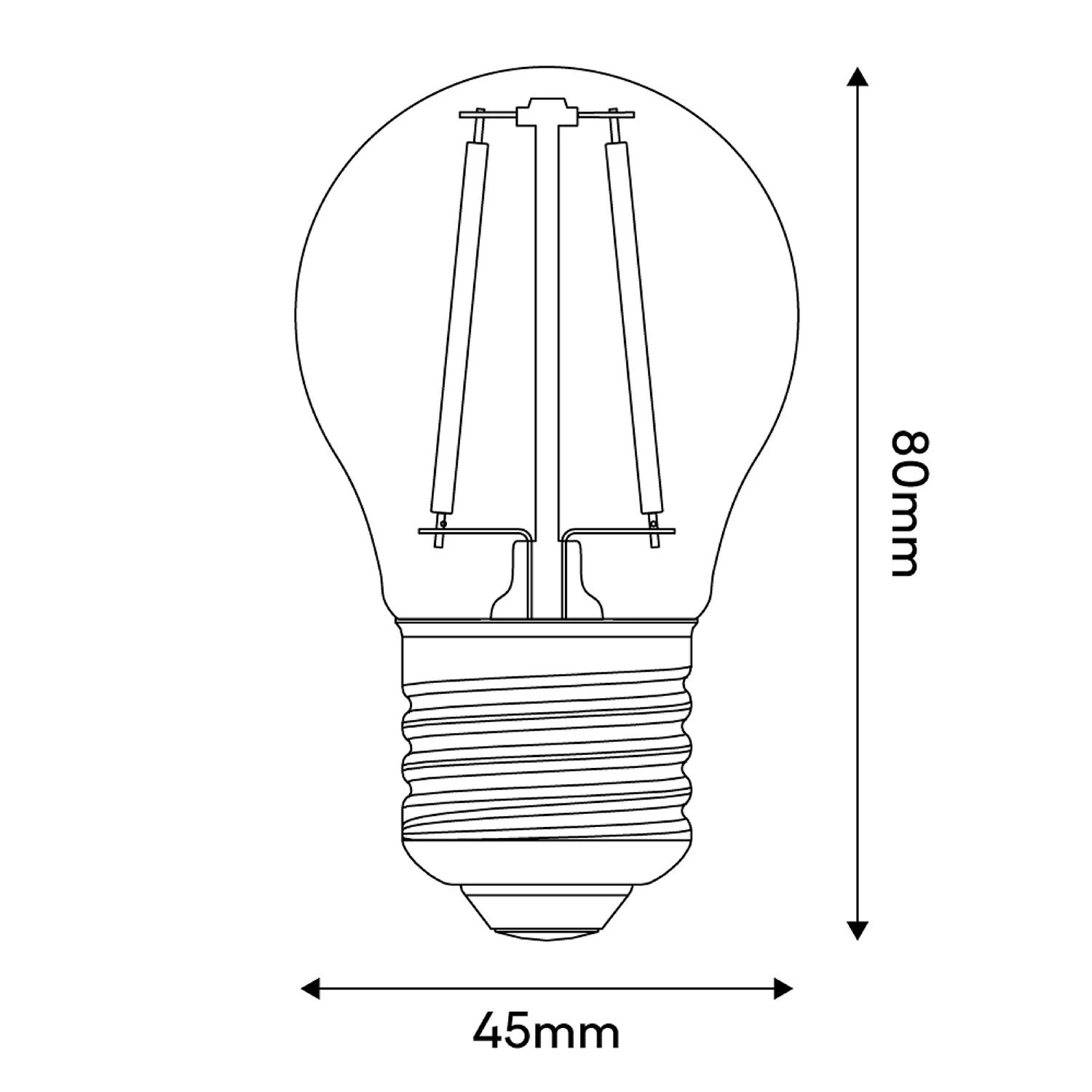 Lampadina LED Trasparente Globetta G45 2W 136Lm E27 2700K - E08