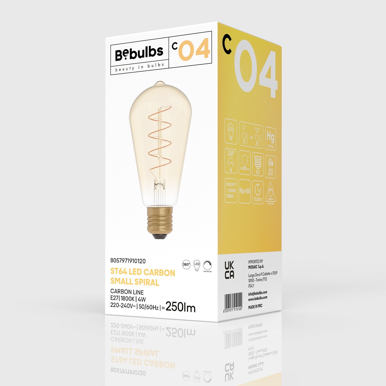 Lampadina LED Dorata Carbon Line filamento a spirale Edison ST64 4W 250Lm E27 1800K Dimmerabile - C04