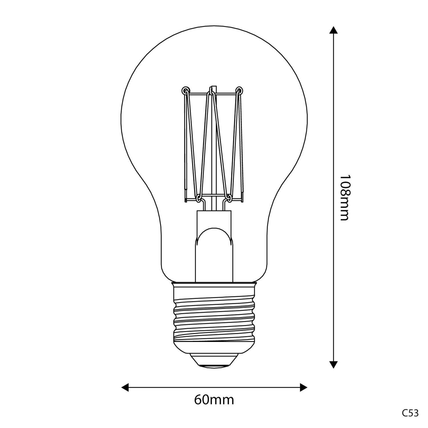 Lampadina LED Dorata Carbon Line filamento verticale Goccia A60 7W 640Lm E27 2700K Dimmerabile - C53