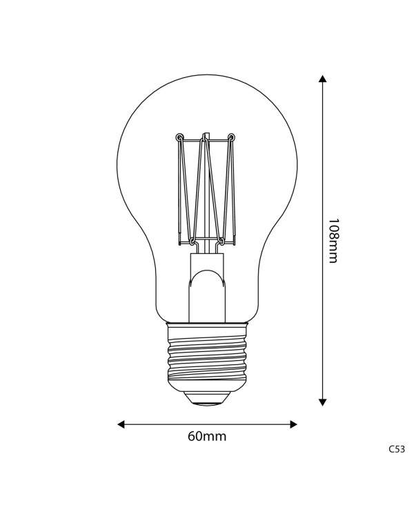 Lampadina LED Dorata Carbon Line filamento verticale Goccia A60 7W 640Lm E27 2700K Dimmerabile - C53